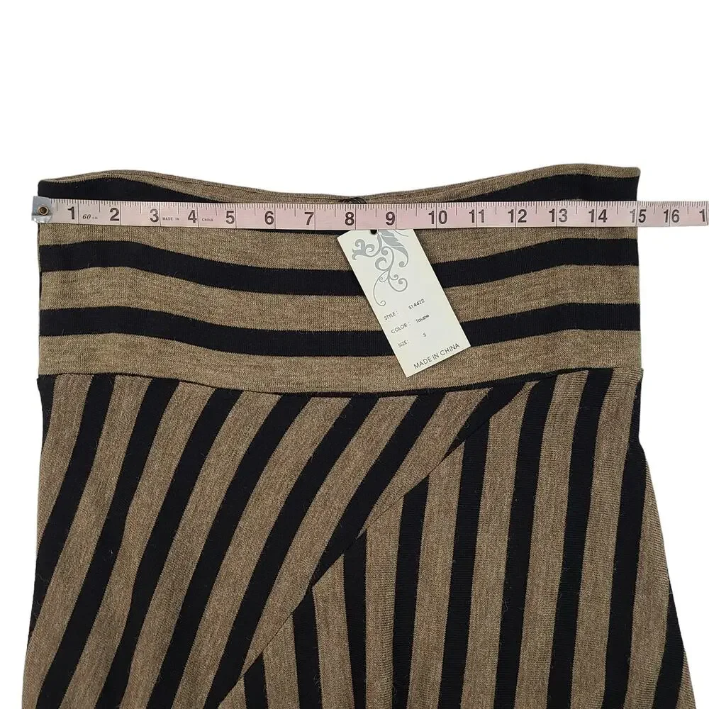 Zashi Maxi Skirt Striped Brown Black Size Small Boho Y2K